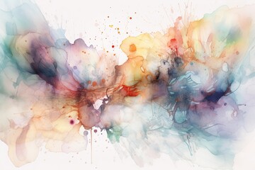 Dreamy Abstract Art on Soft, Brightly Coloured Watercolor Background - Generative Paint Splash: Generative AI