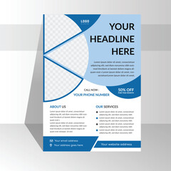 Corporate business flyer template design with blue color. Flyer design for business, a4 size half page one side Corporate flyer design in blue color for business purpose