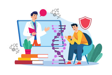 A genetic counselor advises patients on genetic risks and tests.