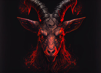 goat devil with horns. ai generated Generative AI