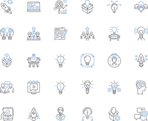 Innovation initiation line icons collection. Creativity, Invention, Brainstorming, Risk-taking, Exploration, Neoteric, Piering vector and linear illustration. Generative AI