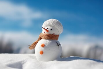 Obraz premium snowman on the snow, generative ai