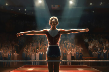 A gymnast performing a balance beam. generative AI