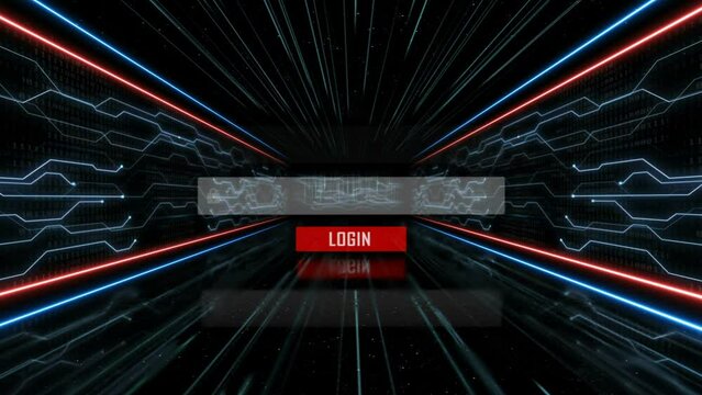 Database Hacked User Login Interface and Tech Room, Loop, with Alpha Matte
