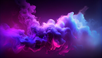 Mist texture. Color smoke. Paint water mix smoke abstract background. Blue purple red smoke. Ai generated image 