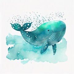 watercolor style whale Generative AI