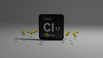 Graphic representation of the CHLORINE atom.