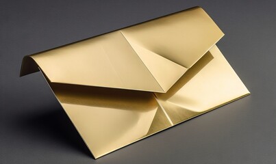  a gold square object on a gray surface with a black background.  generative ai