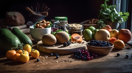Obraz na płótnie Canvas selection of fresh and healty foods