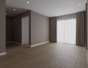 Empty modern interior room 3d render