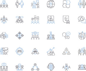 Friendship line icons collection. Loyalty, Trust, Companionship, Laughter, Support, Understanding, Empathy vector and linear illustration. Kindness,Camaraderie,Devotion outline signs set Generative AI