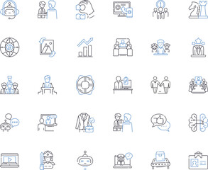 Executive path line icons collection. Leadership, Strategy, Decision-making, Vision, Management, Communication, Influence vector and linear illustration. Generative AI