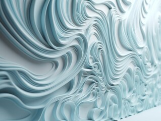 Geometric Patterned Wall Art Wall Texture in Light Blue and White Tones. Generative AI.