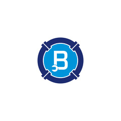 Letter B, Pipe and Wrench Logo Design 002