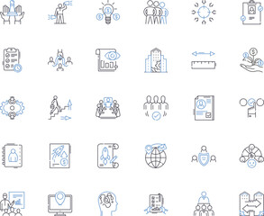 Enterprise advancement line icons collection. Scalability, Innovation, Collaboration, Efficiency, Optimization, Growth, Adaptability vector and linear illustration. Generative AI