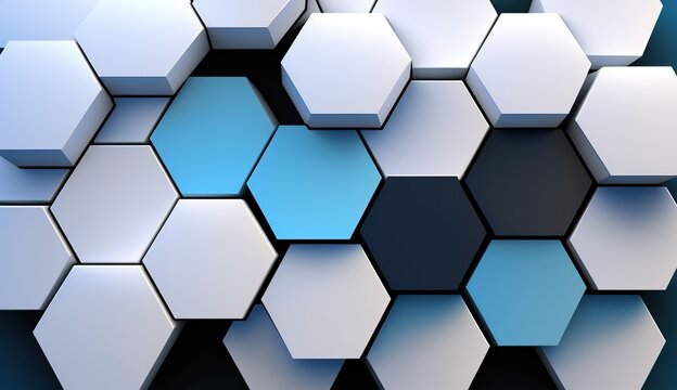 hexagonal technology vector abstract background. Blue bright energy flash under hexagon in modern technology futuristic background vector illustration. White grid texture honeycomb. © Яна Деменишина