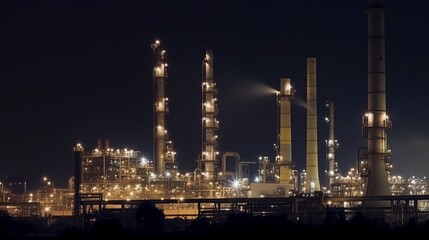 Obraz na płótnie Canvas illustration, oil refinery industrial plant, generative ai
