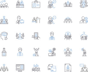 Employment line icons collection. Job, Hiring, Workforce, Recruitment, Interview, Employment, Career vector and linear illustration. Position,Salary,Application outline signs set Generative AI