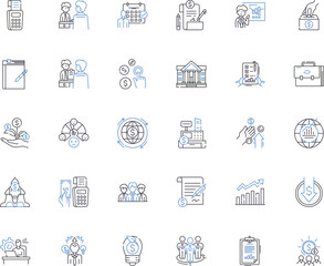 Equity Stake line icons collection. Investment, Share, Ownership, Stock, Dividend, Profit, Capital vector and linear illustration. Partnership,Asset,Valuation outline signs set Generative AI