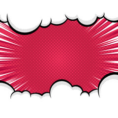 abstract red pop art comic background illustration with radial lines