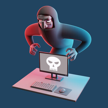 Malware illustration showing a hacker