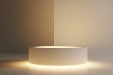 Premium white round Podium Stand. Generative AI Generative AI
