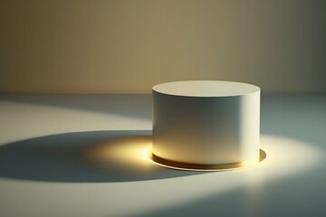 Premium white round Podium Stand. Generative AI Generative AI