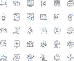 Enterprise premises line icons collection. Office, Warehouse, Factory, Workshop, Storefront, Headquarters, Plant vector and linear illustration. Campus,Facility,Storehouse outline signs Generative AI