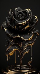 Black Rose with golden elements