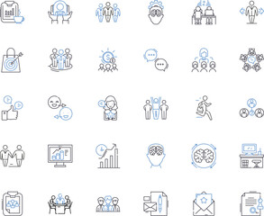 Customer service and satisfaction line icons collection. Satisfaction, Loyalty, Engagement, Feedback, Resolution, Empathy, Communication vector and linear illustration. Generative AI