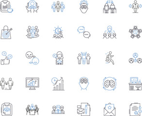 Obraz premium Customer service and satisfaction line icons collection. Satisfaction, Loyalty, Engagement, Feedback, Resolution, Empathy, Communication vector and linear illustration. Generative AI