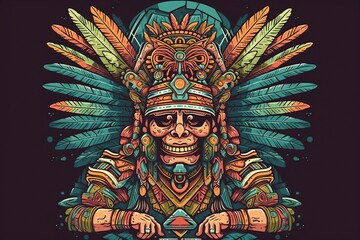 illustration, maya aztec colorful, ai generative