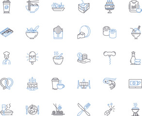 Eatery line icons collection. Restaurant, Cafe, Bistro, Diner, Tavern, Pub, Eatery vector and linear illustration. Brasserie,Trattoria,Deli outline signs set Generative AI