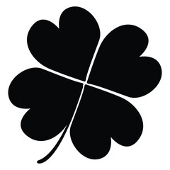 Vector illustration Black four-leaf clover icon on white background. Simple icon. Happy Saint Patrick's Day.