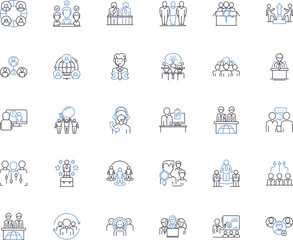 Fototapeta na wymiar Corporate hierarchy line icons collection. Leadership, Management, Structure, Power dynamic, Chain, Level, Order vector and linear illustration. Authority,Hierarchy,Organizational Generative AI
