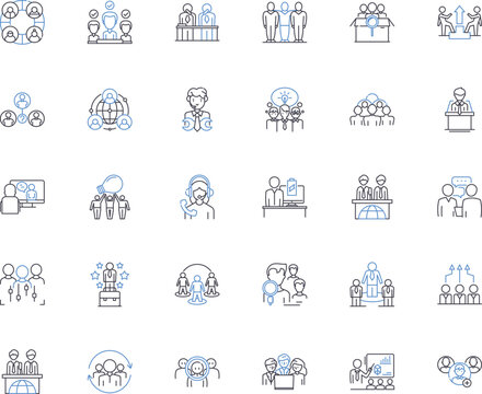 Corporate hierarchy line icons collection. Leadership, Management, Structure, Power dynamic, Chain, Level, Order vector and linear illustration. Authority,Hierarchy,Organizational Generative AI
