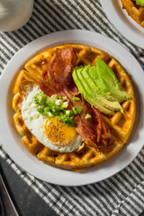 Homemade Savory Waffles with Bacon