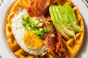 Homemade Savory Waffles with Bacon