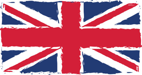 United Kingdom UK Great Britain regular union jack flag and grunge watercolor brush style painting	