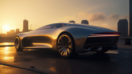 Obraz na płótnie Canvas Futuristic luxury vehicle, high-tech design of a concept car, aerodynamic lines, Made by AI, AI generated, Artificial intelligence 
