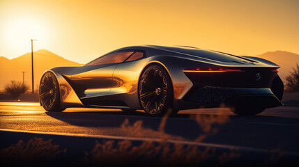 Obraz na płótnie Canvas Futuristic luxury vehicle, high-tech design of a concept car, aerodynamic lines, Made by AI, AI generated, Artificial intelligence 