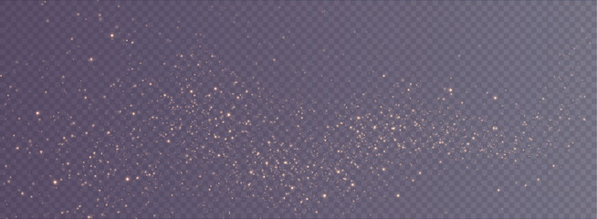 Christmas background. Powder dust light PNG. Magic shining gold and white dust. Fine, shiny dust bokeh particles fall off slightly. Fantastic shimmer effect. Vector illustrator.