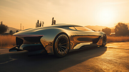 Futuristic luxury vehicle,  high-tech design of a concept car, aerodynamic lines, Made by AI, AI generated, Artificial intelligence	
