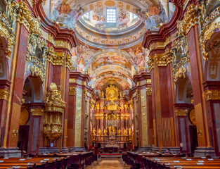 Interiors of Melk abbey church, Melk, Austria - obrazy, fototapety, plakaty