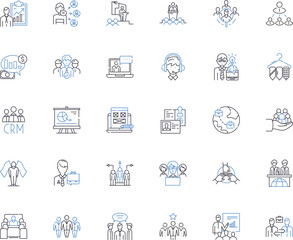 Company Governance line icons collection. Accountability, Authority, Board, Compliance, Control, Direction, Ethics vector and linear illustration. Executive,Fiduciary,Governance outline Generative AI