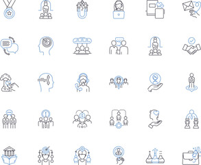 Career coaching line icons collection. Leadership, Fulfillment, Growth, Vision, Development, Motivation, Success vector and linear illustration. Empowerment,Ambition,Mentorship outline Generative AI