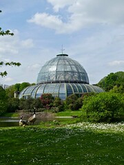 Obraz premium Laeken, April 2023 : Visit of the Belgian Royal Greenhouses - View on the magnificent architecture of Alphonse Balat