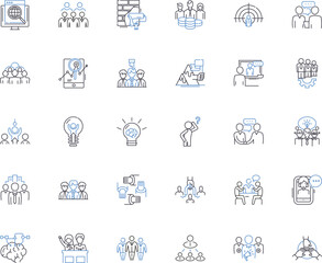 Commercial institution line icons collection. Business, Corporation, Company, Enterprise, Organization, Industry, Establishment vector and linear illustration. Firm,Institution,Mart Generative AI