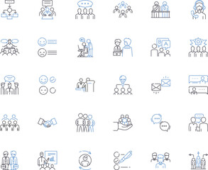 Chatting line icons collection. Conversing, Interacting, Socializing, Messaging, Communicating, Talking, Emoting vector and linear illustration. Chatting,Discoursing,Debating outline Generative AI