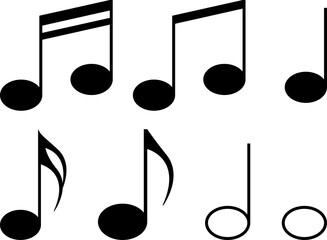 Set of music notes icons. Black notes symbols. PNG - obrazy, fototapety, plakaty
